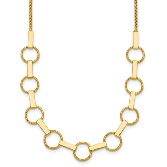 Polished and Textured Circles and Bars Necklace 17.5"
