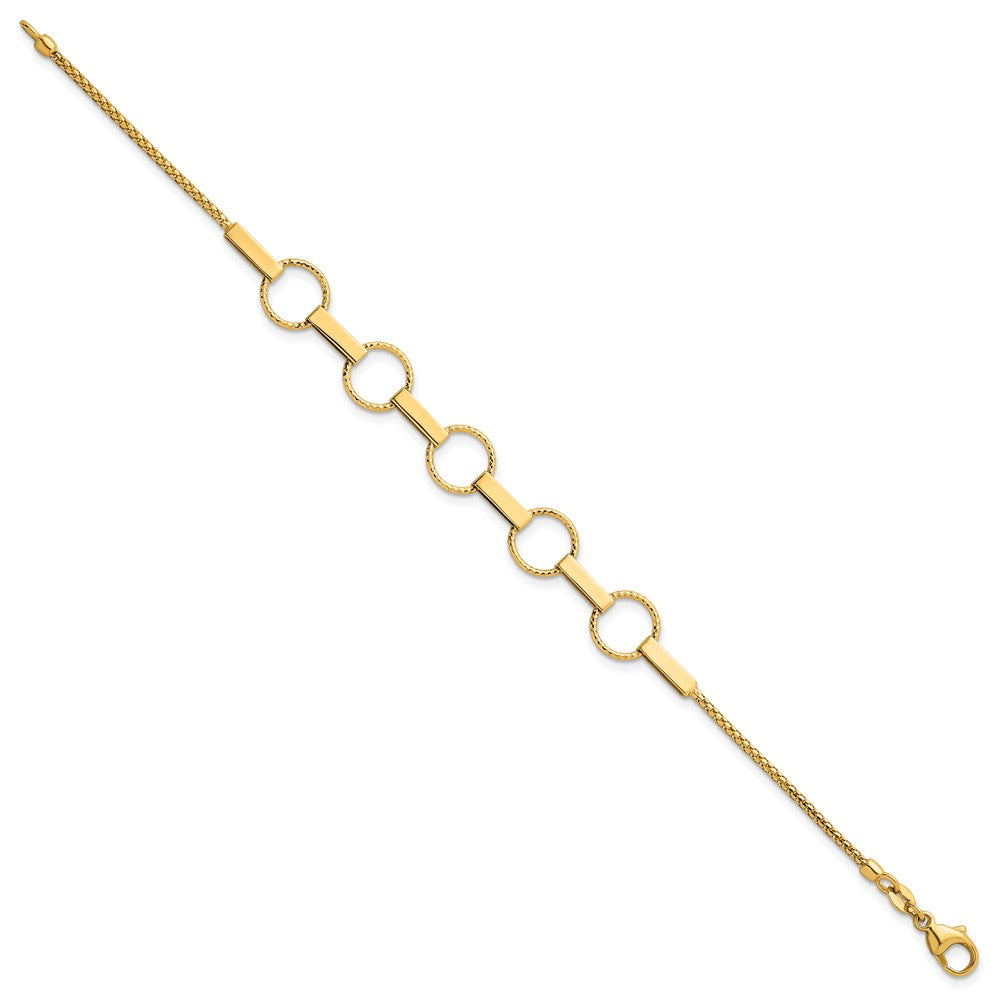 Polished and Textured Circles and Bars Bracelet 7.5"