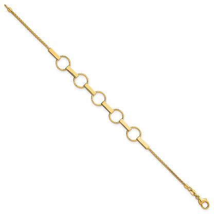 Polished and Textured Circles and Bars Bracelet 7.5"