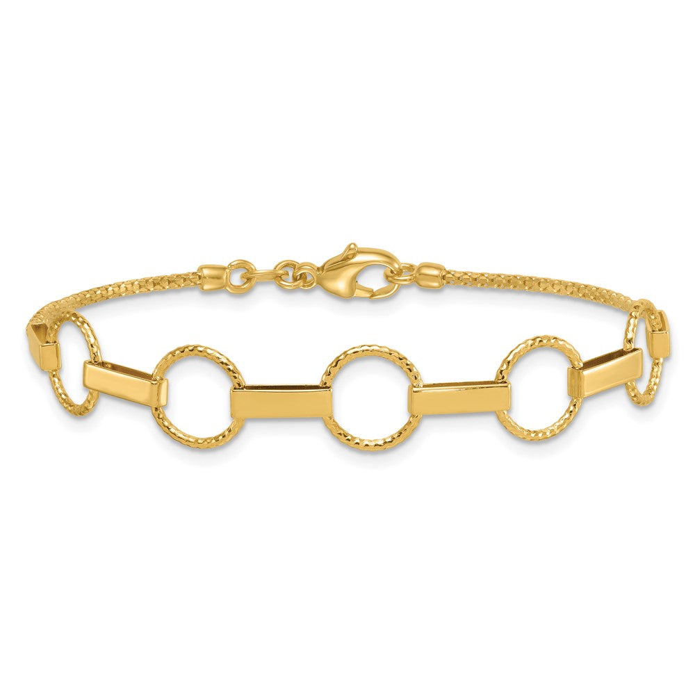 Polished and Textured Circles and Bars Bracelet 7.5"