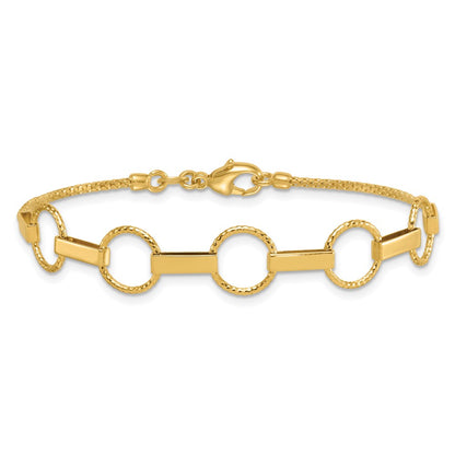 Polished and Textured Circles and Bars Bracelet 7.5"