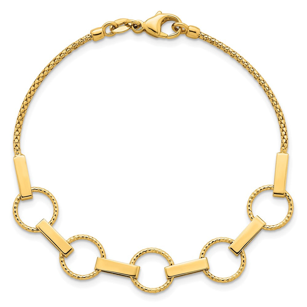 Polished and Textured Circles and Bars Bracelet 7.5"