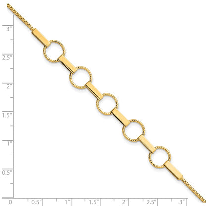 Polished and Textured Circles and Bars Bracelet 7.5"