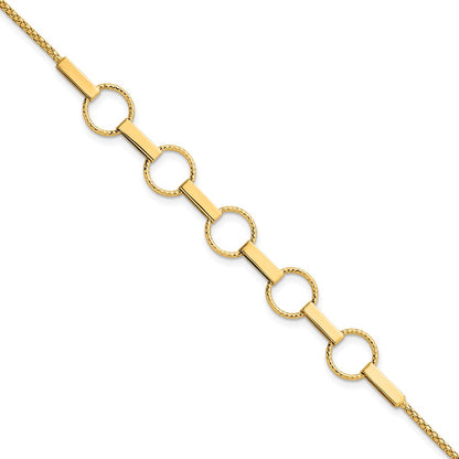 Polished and Textured Circles and Bars Bracelet 7.5"