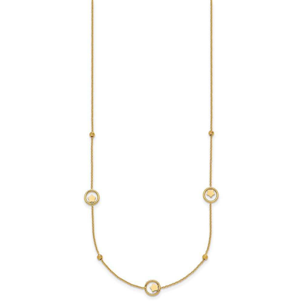 Polished Stars in Circle with D/C Beads Necklace 16.75"