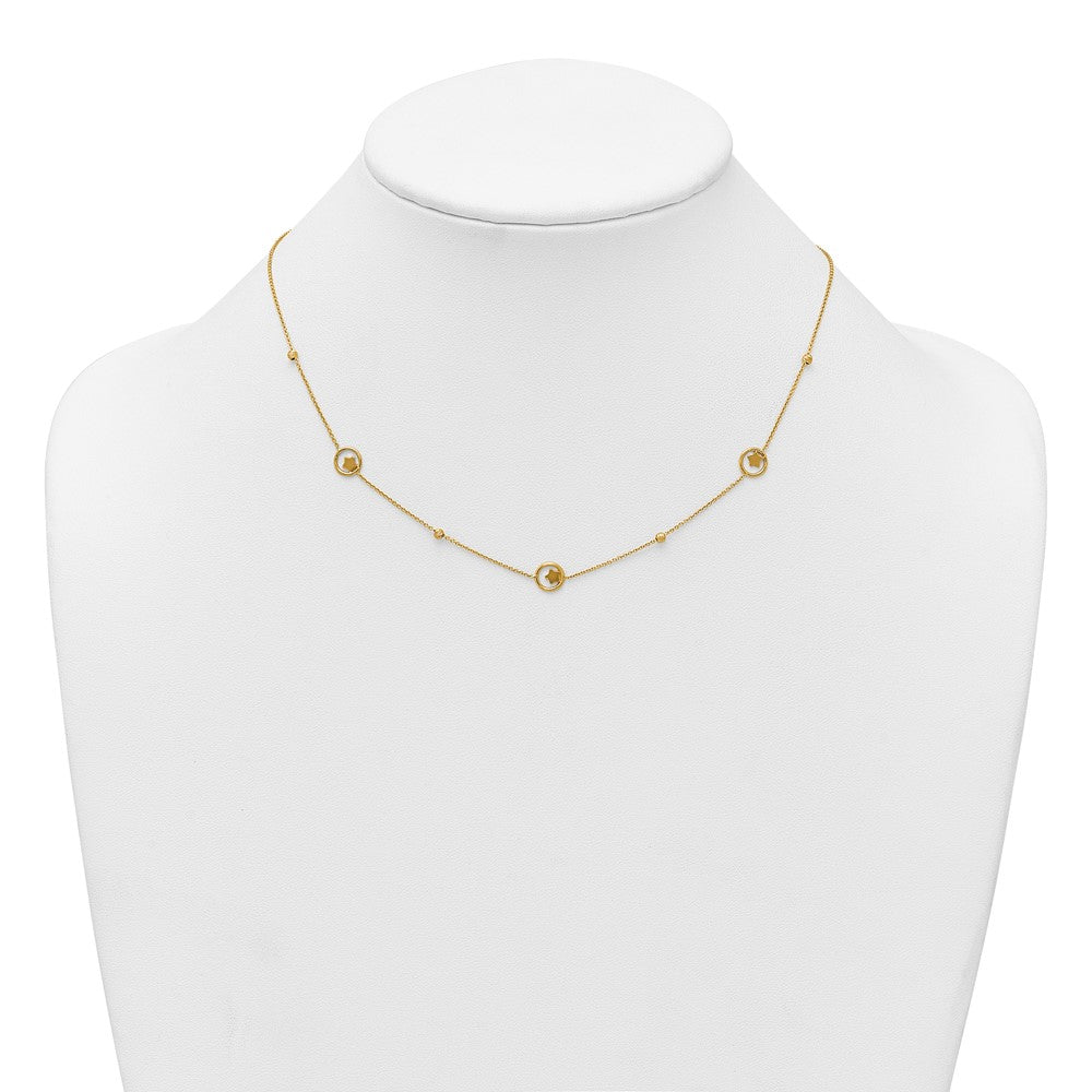 Polished Stars in Circle with D/C Beads Necklace 16.75"