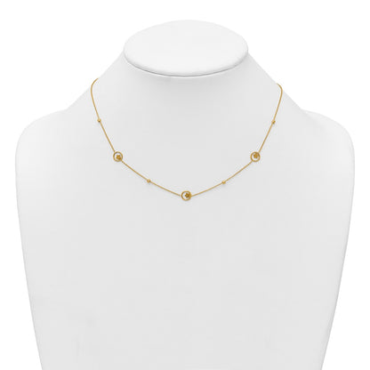 Polished Stars in Circle with D/C Beads Necklace 16.75"