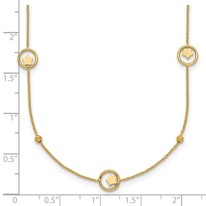 Polished Stars in Circle with D/C Beads Necklace 16.75"