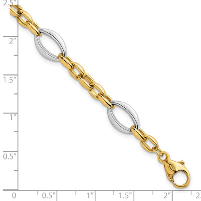 Polished Oval Link Bracelet 7.25" - Two-Tone Gold