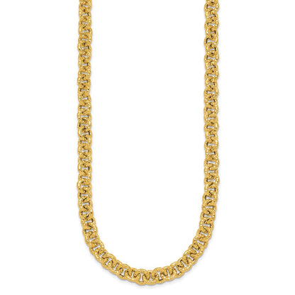 Polished and Textured Fancy Link Necklace 18" - 7.3mm