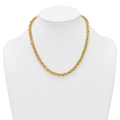 Polished and Textured Fancy Link Necklace 18" - 7.3mm