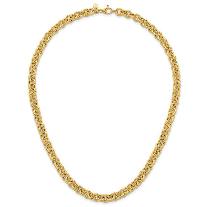 Polished and Textured Fancy Link Necklace 18" - 7.3mm