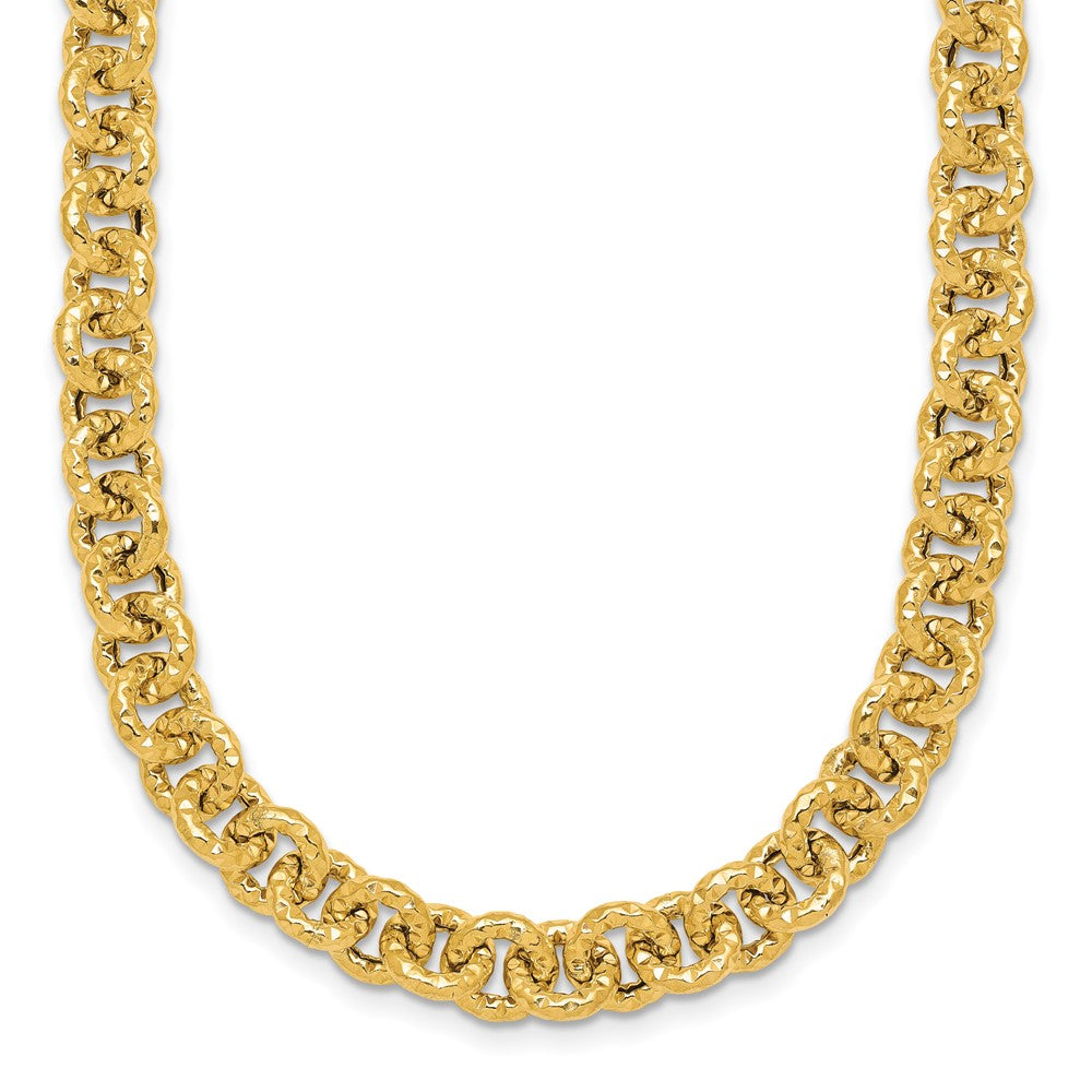 Polished and Textured Fancy Link Necklace 18" - 7.3mm