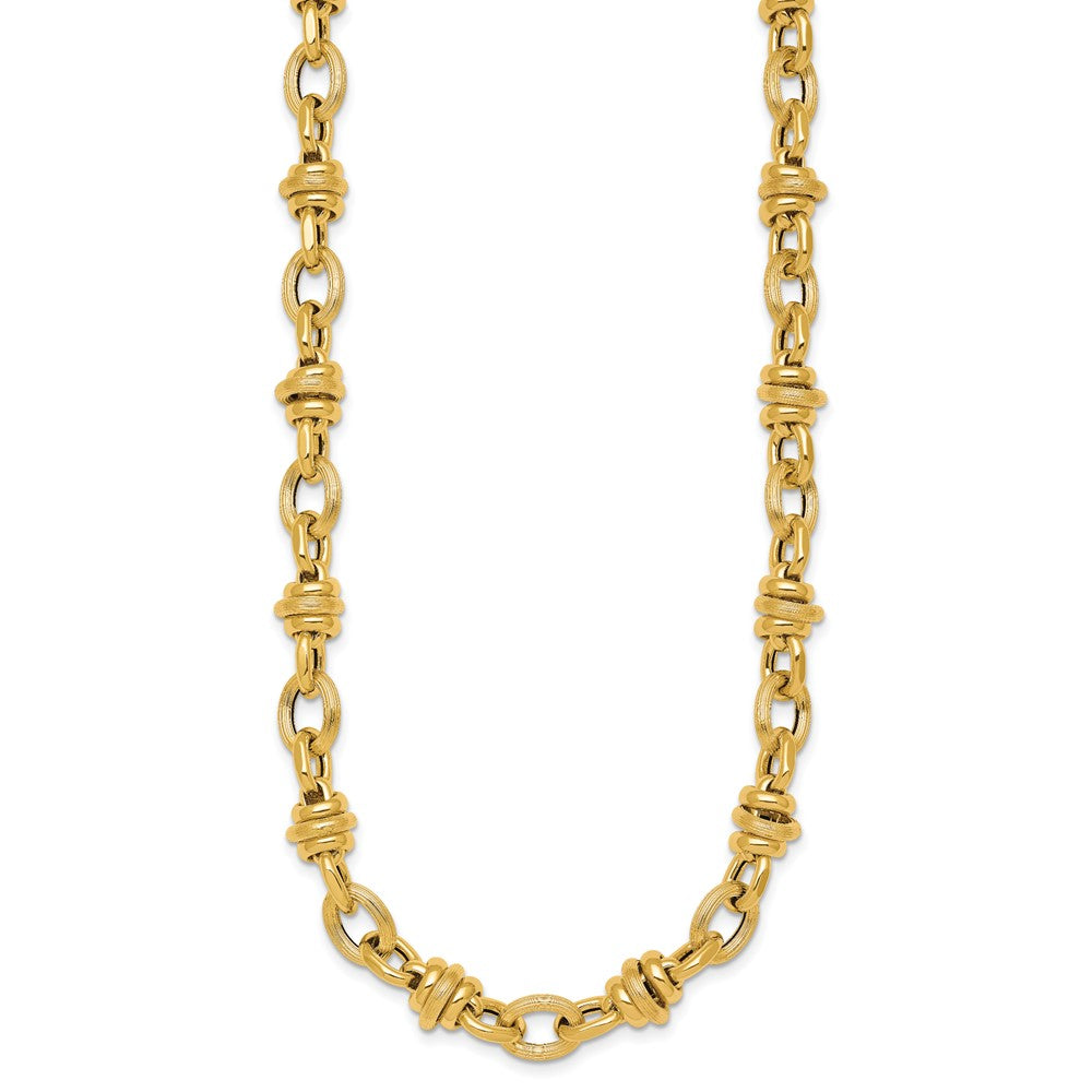 Polished and Textured Fancy Link Necklace 18" - 8.3mm
