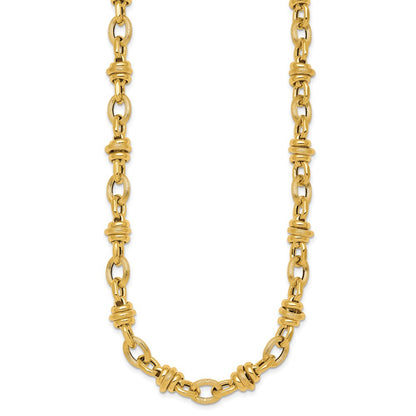 Polished and Textured Fancy Link Necklace 18" - 8.3mm