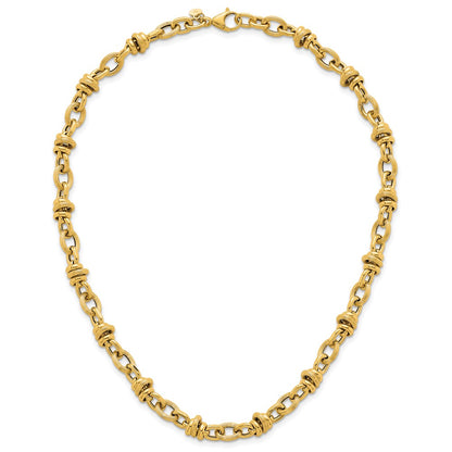 Polished and Textured Fancy Link Necklace 18" - 8.3mm
