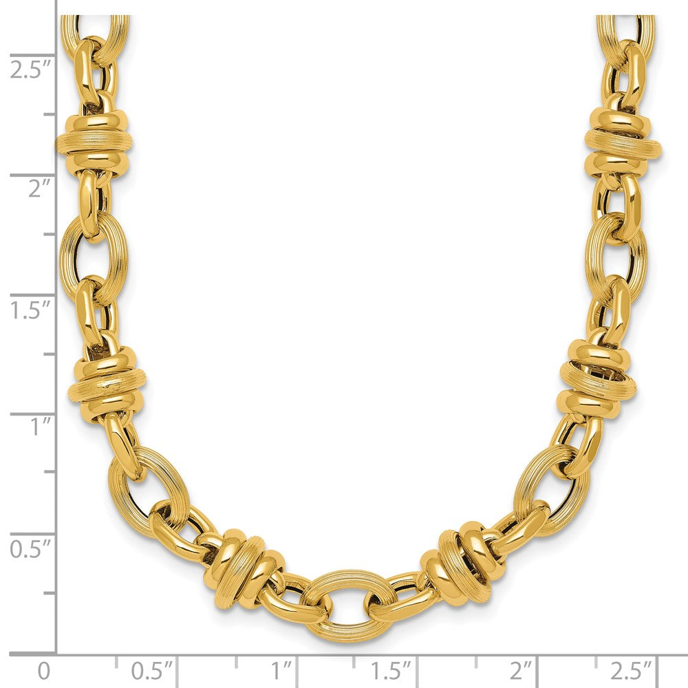 Polished and Textured Fancy Link Necklace 18" - 8.3mm