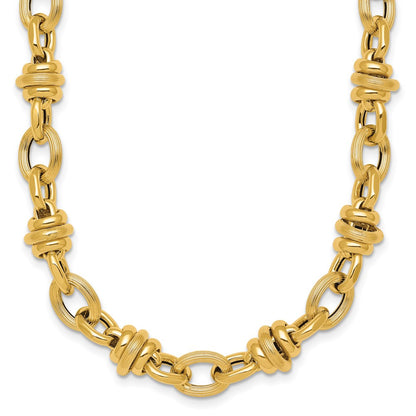 Polished and Textured Fancy Link Necklace 18" - 8.3mm