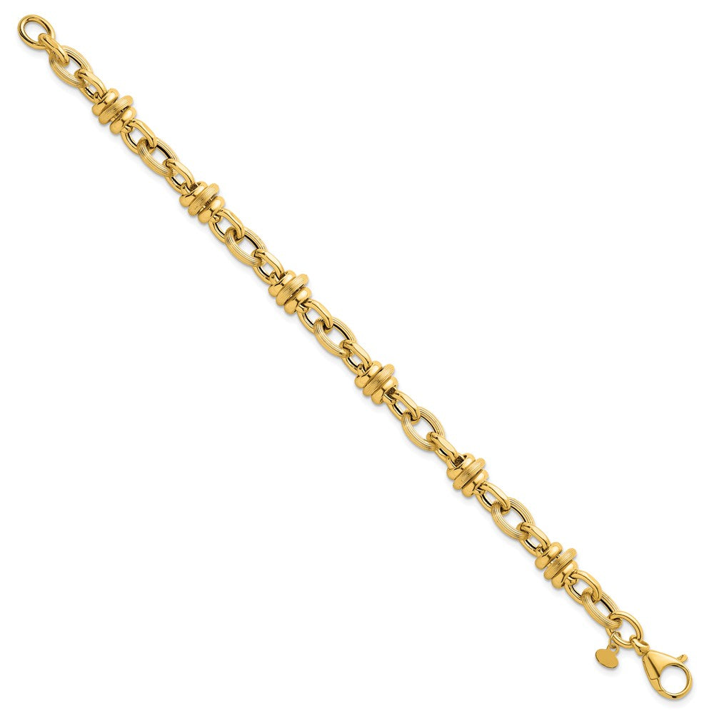 Polished and Textured Fancy Chain Bracelet 7.5"