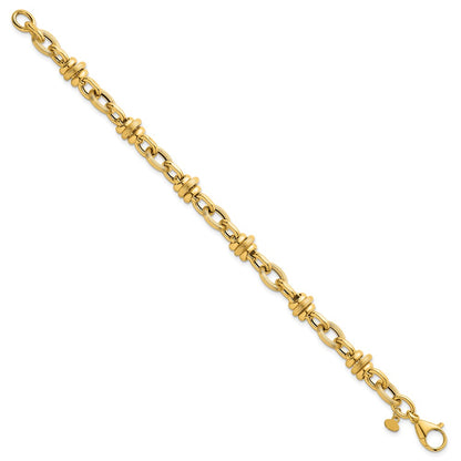 Polished and Textured Fancy Chain Bracelet 7.5"
