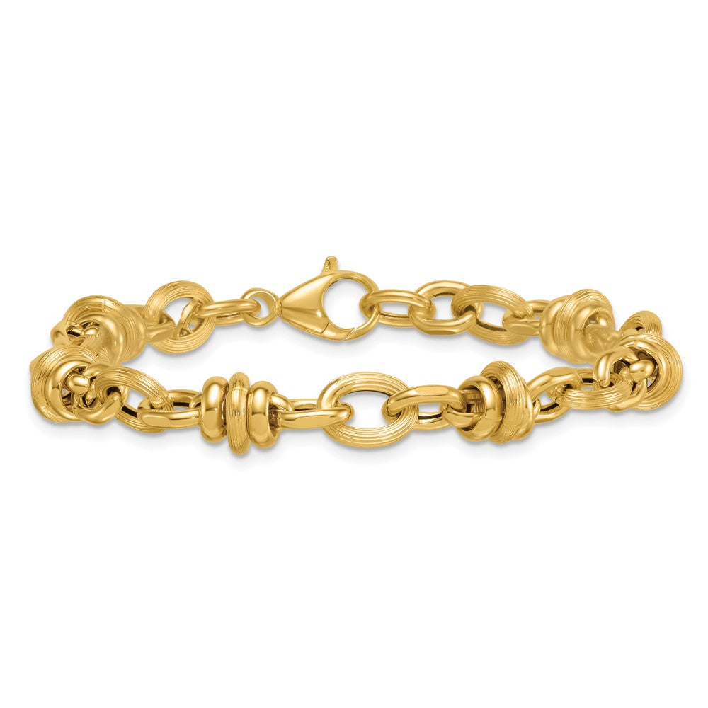 Polished and Textured Fancy Chain Bracelet 7.5"