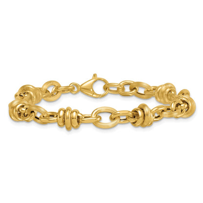 Polished and Textured Fancy Chain Bracelet 7.5"