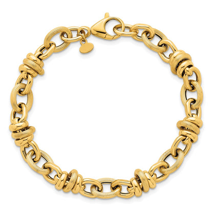 Polished and Textured Fancy Chain Bracelet 7.5"