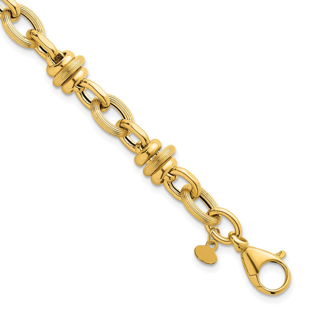 Polished and Textured Fancy Chain Bracelet 7.5"