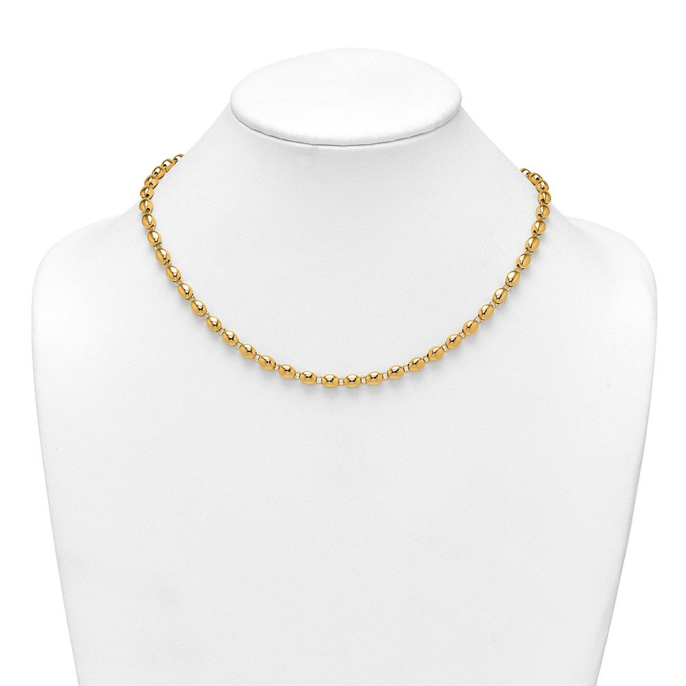 Polished Beaded Fancy Link 5.25mm Necklace 18"