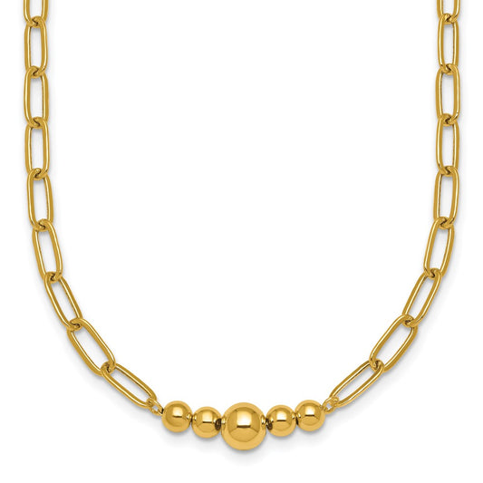 Polished Beaded Paperclip Necklace 18"