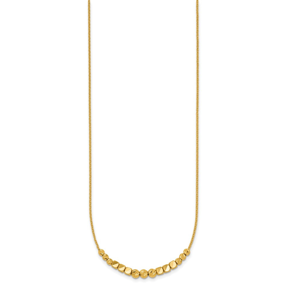 Polished Diamond-cut and Beaded w/ 2in Ext Necklace