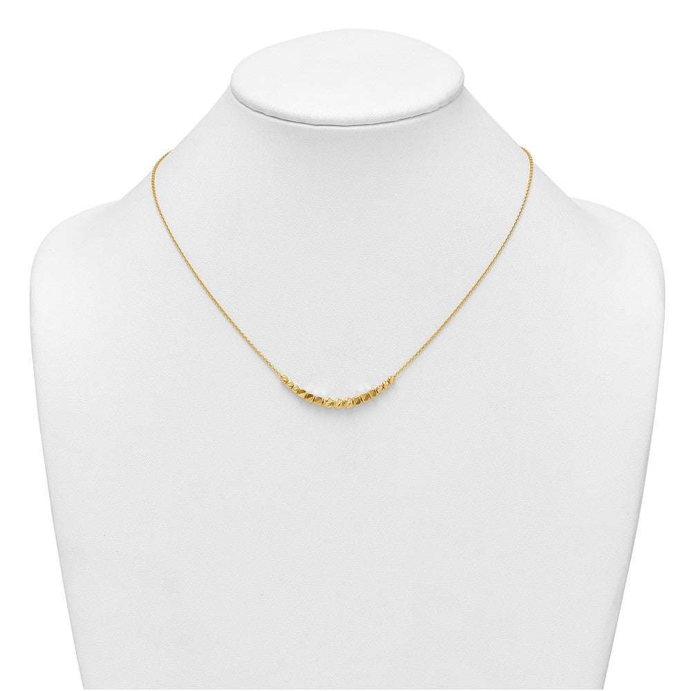 Polished Diamond-cut and Beaded w/ 2in Ext Necklace