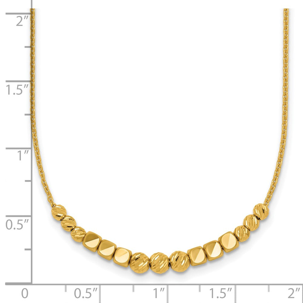 Polished Diamond-cut and Beaded w/ 2in Ext Necklace