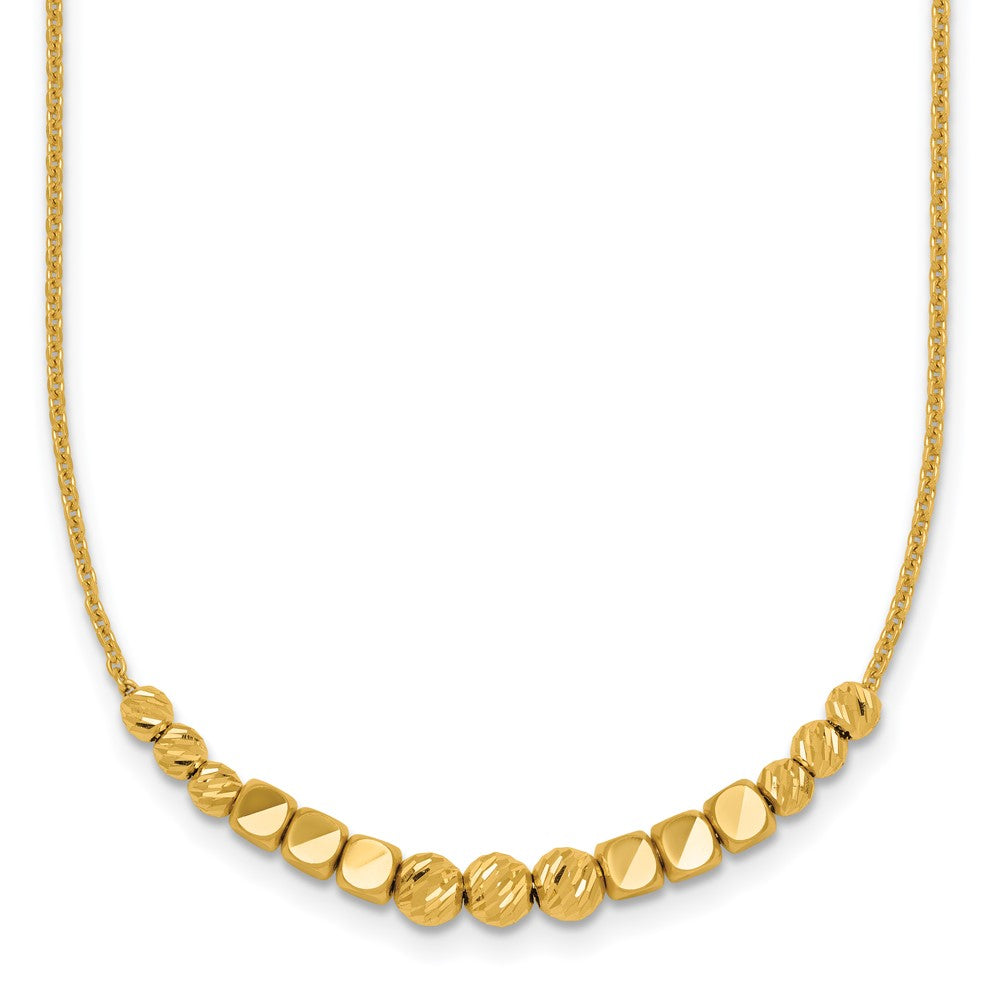 Polished Diamond-cut and Beaded w/ 2in Ext Necklace