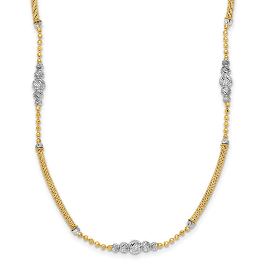 Woven Bars and D/C Beads Necklace 16.75"