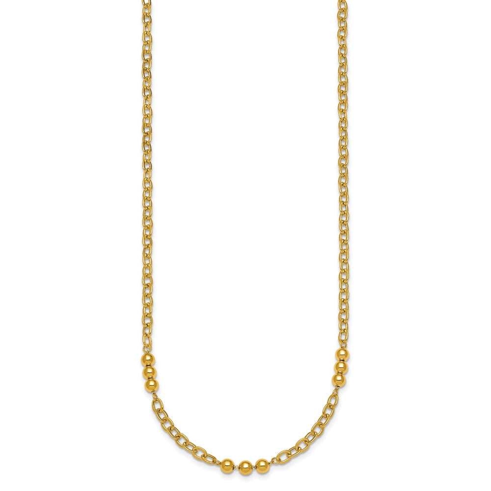 Polished Fancy Beaded Cable Link Necklace 18"