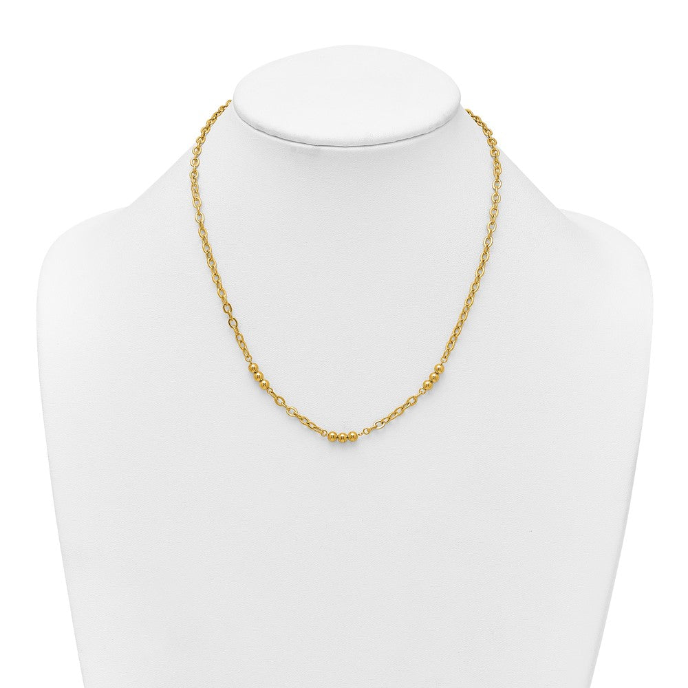 Polished Fancy Beaded Cable Link Necklace 18"