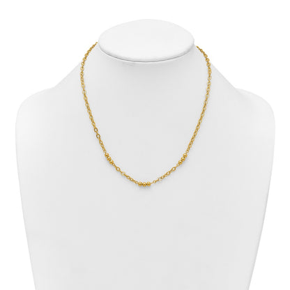Polished Fancy Beaded Cable Link Necklace 18"