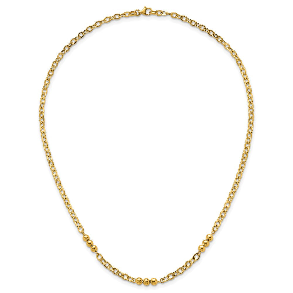 Polished Fancy Beaded Cable Link Necklace 18"