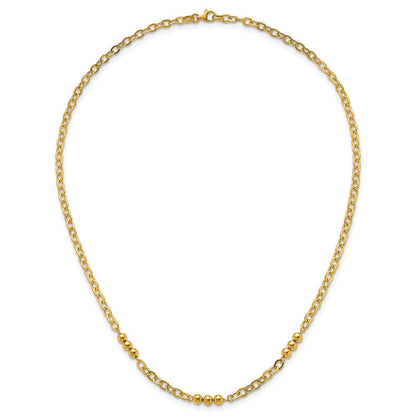Polished Fancy Beaded Cable Link Necklace 18"