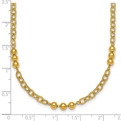 Polished Fancy Beaded Cable Link Necklace 18"