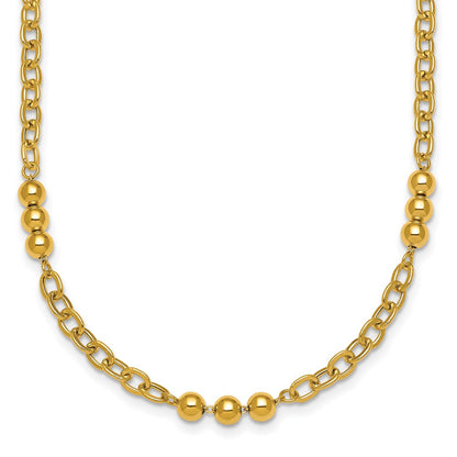 Polished Fancy Beaded Cable Link Necklace 18"
