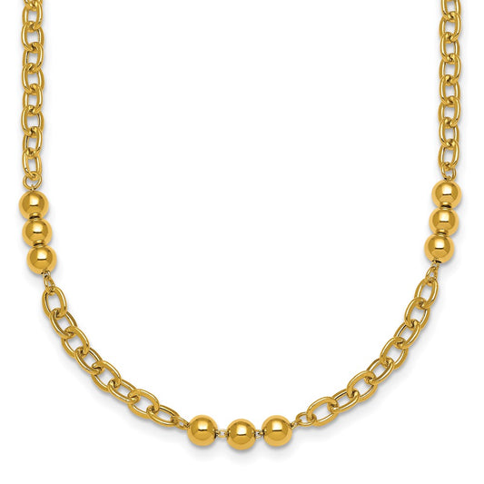 Polished Fancy Beaded Cable Link Necklace 18"