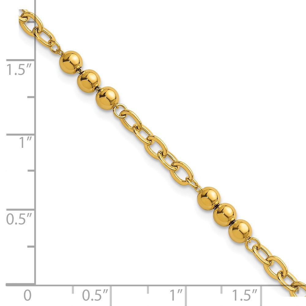 Polished Fancy Beaded Cable Link Bracelet 7.5"