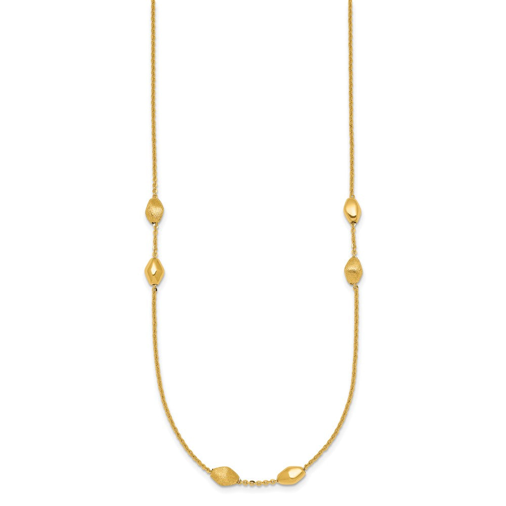 Polished and Brushed Beaded Station Necklace 24"