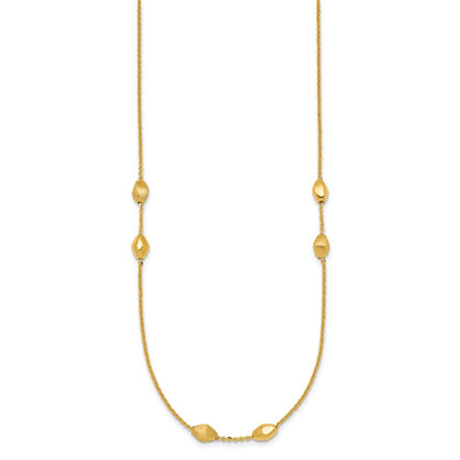 Polished and Brushed Beaded Station Necklace 24"