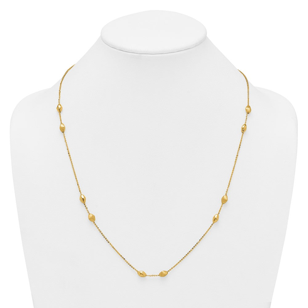 Polished and Brushed Beaded Station Necklace 24"