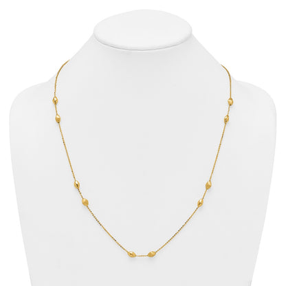 Polished and Brushed Beaded Station Necklace 24"