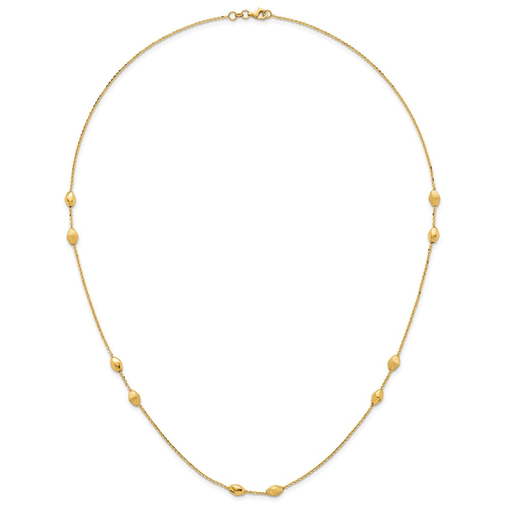 Polished and Brushed Beaded Station Necklace 24"