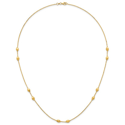 Polished and Brushed Beaded Station Necklace 24"